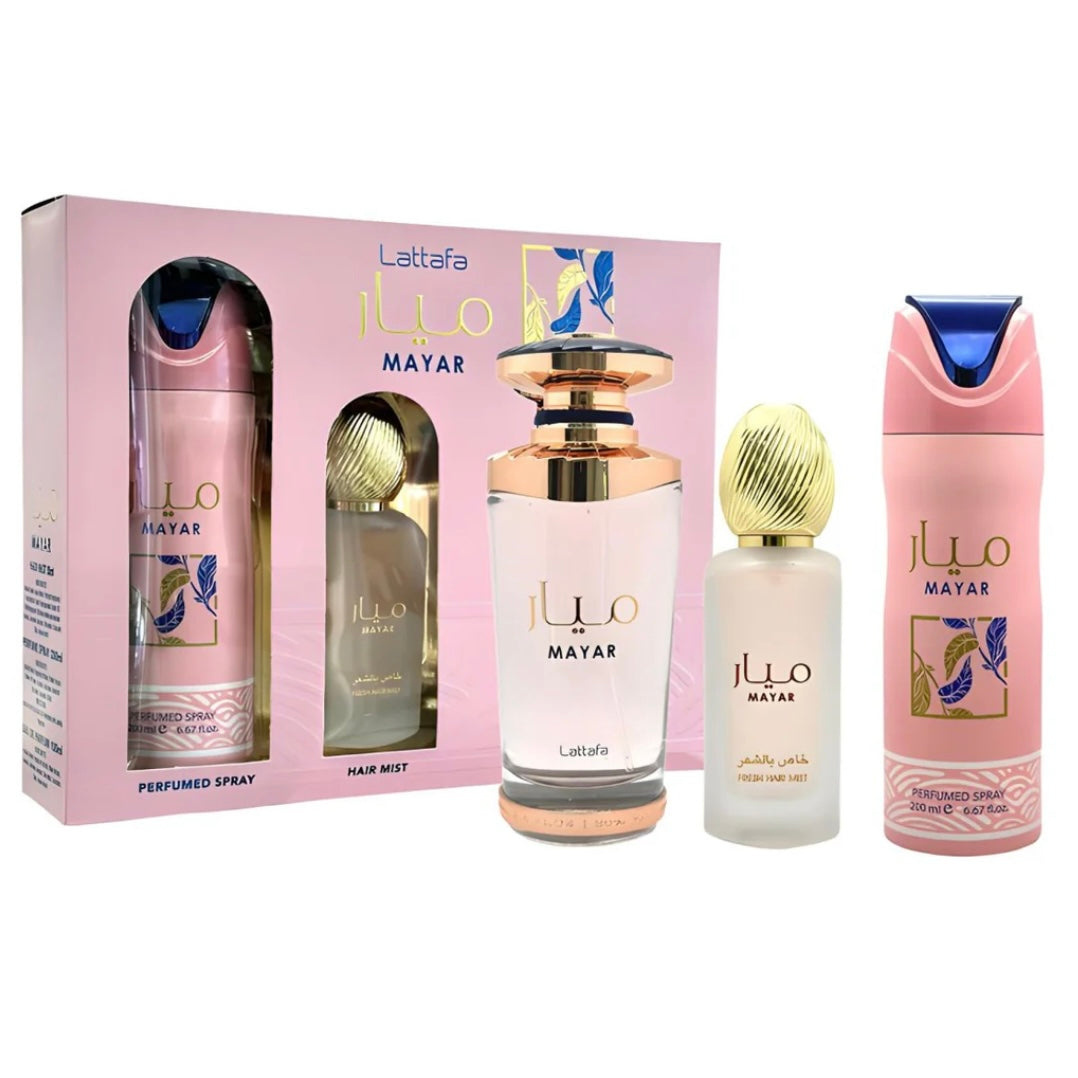 WOMEN'S Lattafa 3 Pc MAYAR Gift Set (Eau De Parfum, Hair Mist, Perfumed Spray)