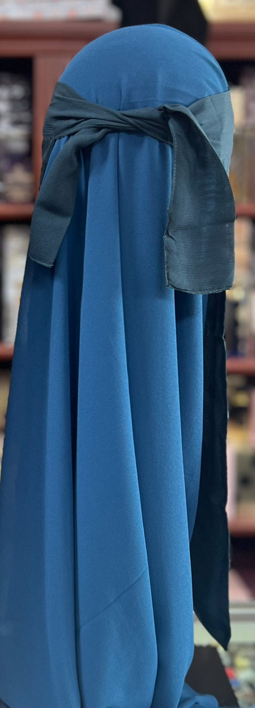 Single Layer FULL Tie Back Niqab - Teal