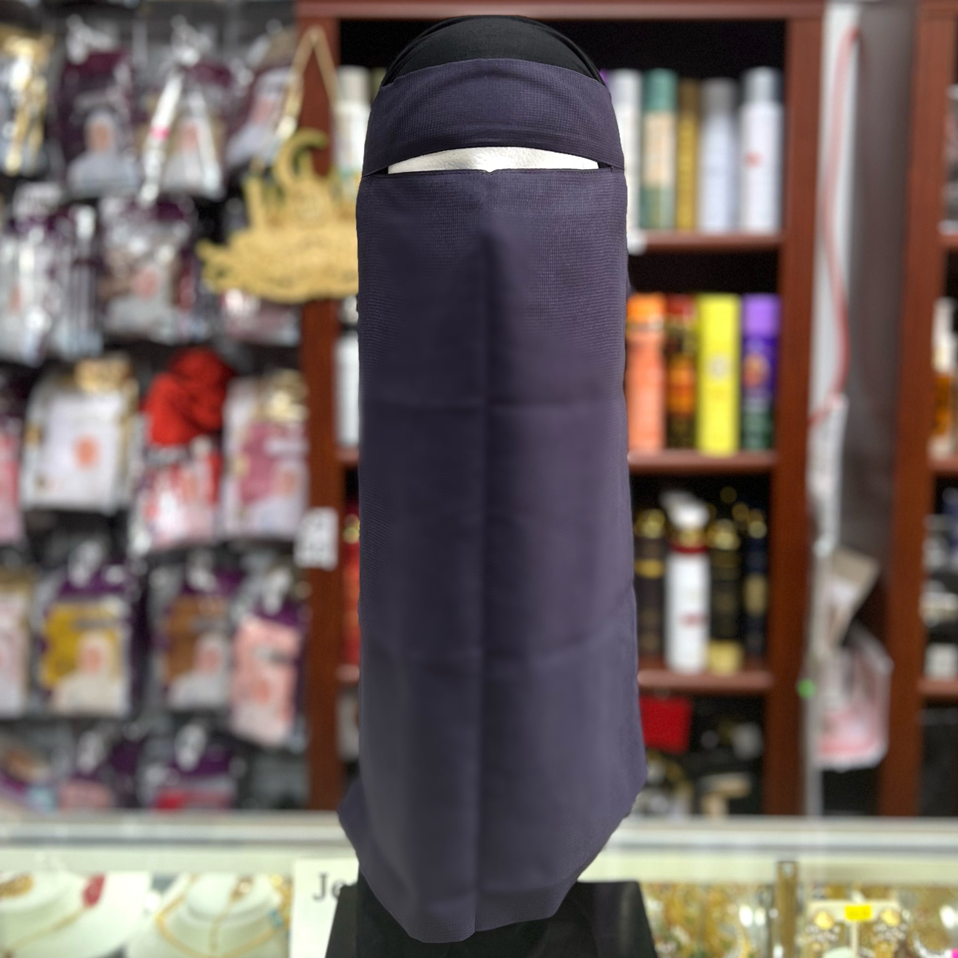 Single Layer FULL Tie Back Niqab - Deep Purple