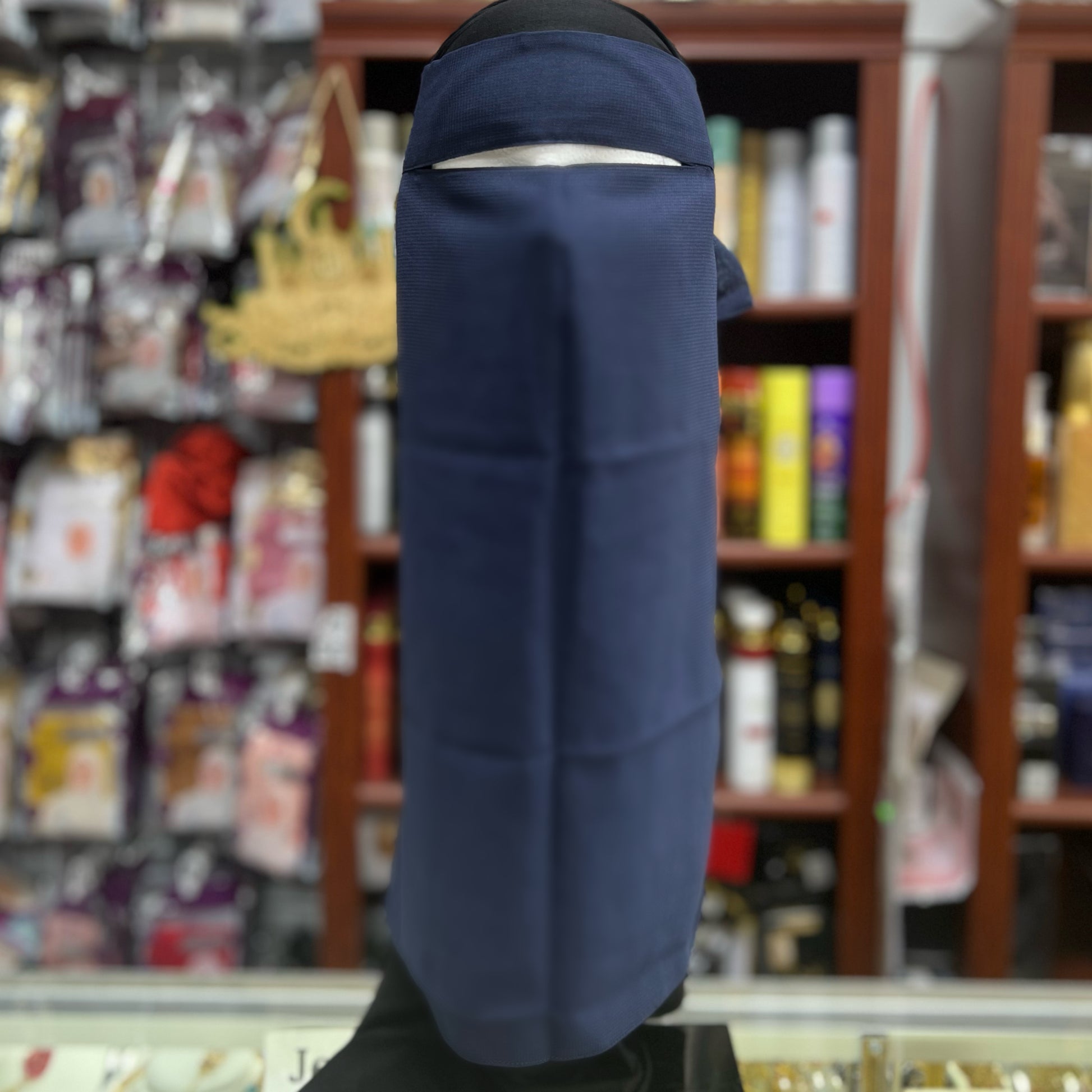 Single Layer FULL Tie Back Niqab - Navy Blue