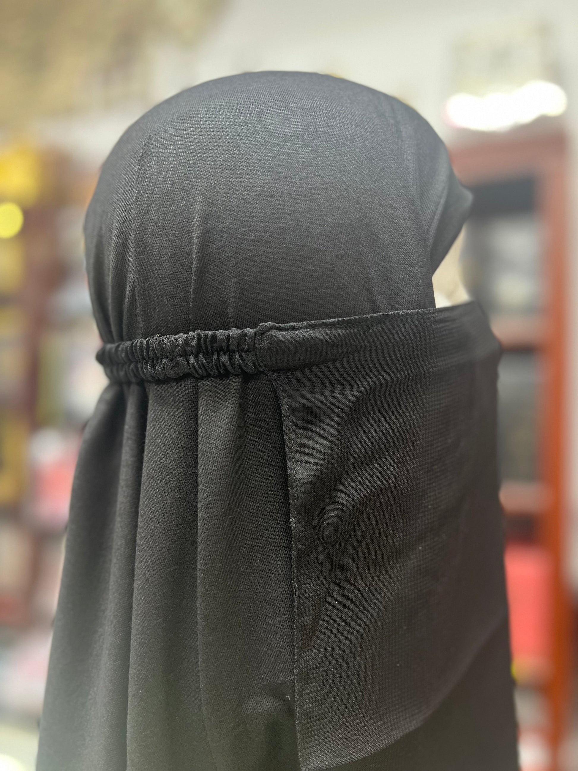 Single Layer HALF Elastic Niqab - Black