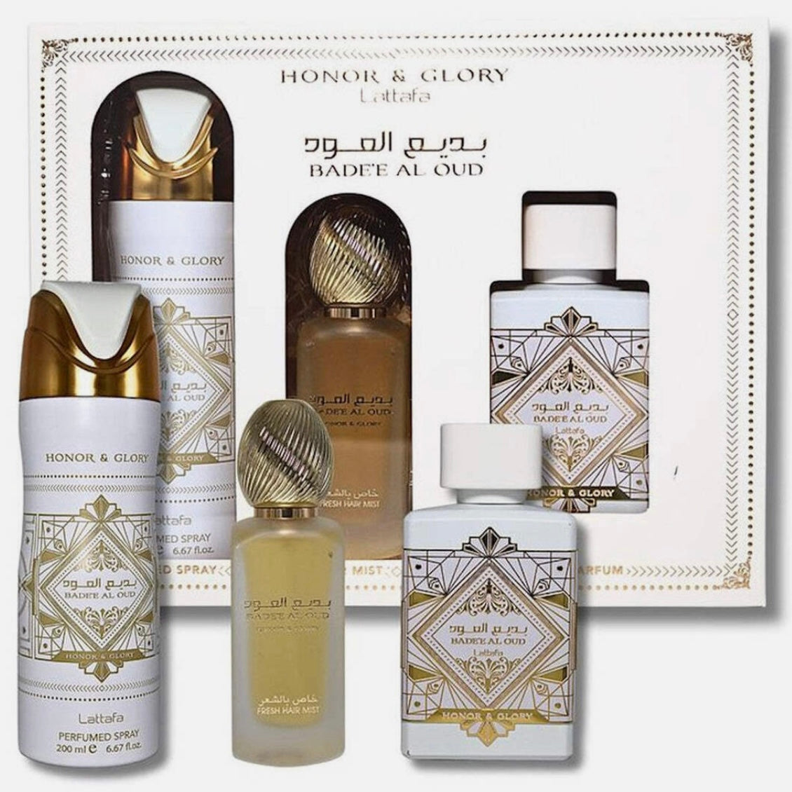 UNISEX Lattafa Pc HONOR GLORY Gift Set (Eau De Parfum, Hair
