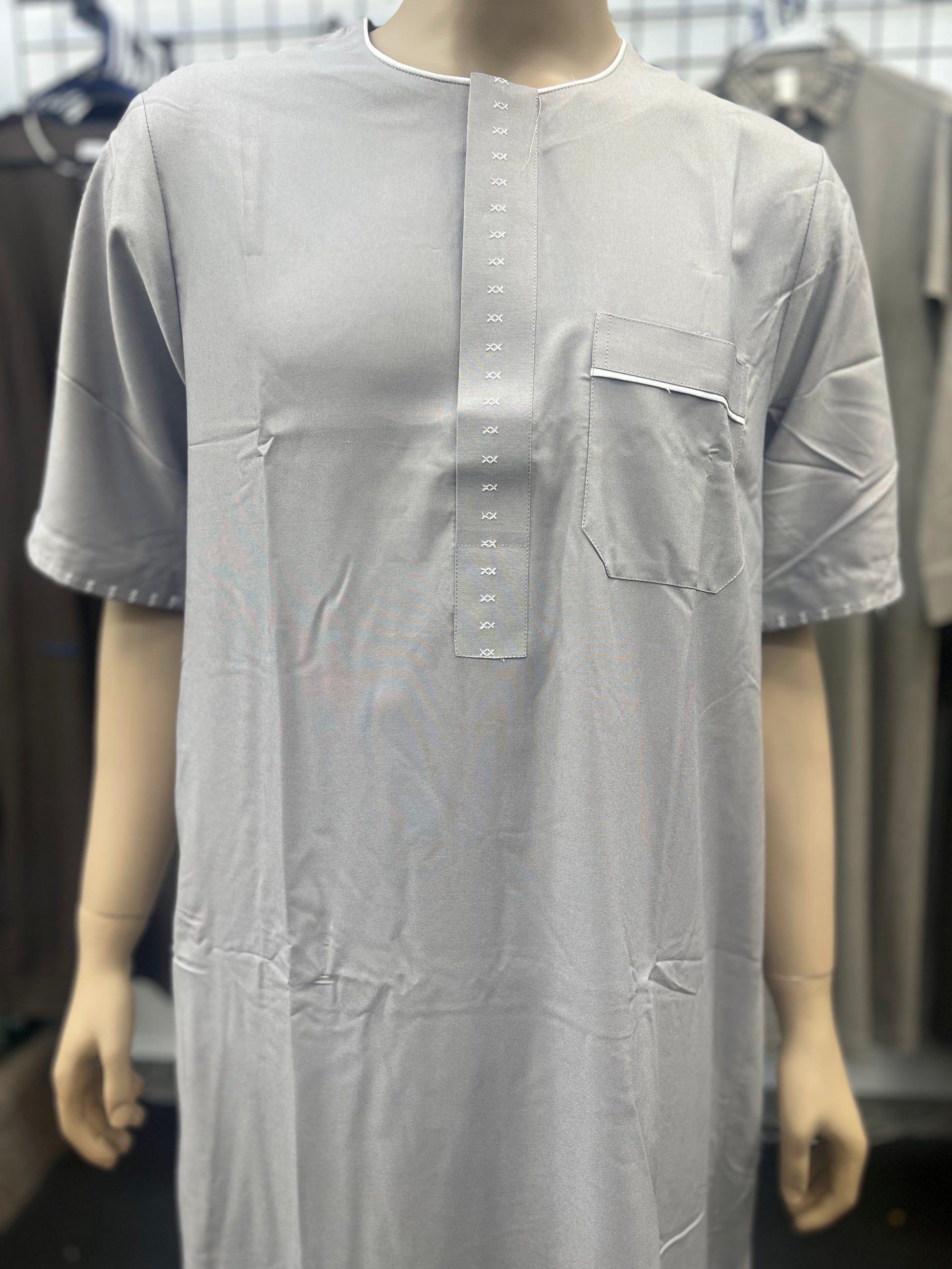 Al Haramain Men's Moroccan Short Sleeve Thobe - Gray