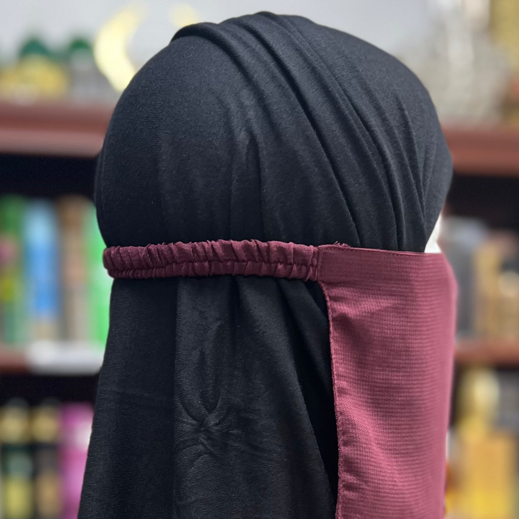 Single Layer HALF Elastic Niqab - Maroon