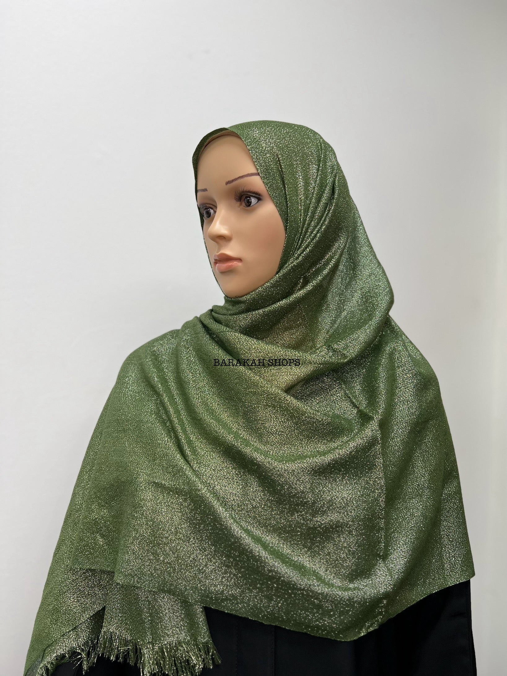 Shimmer Viscose Hijab - Army Green