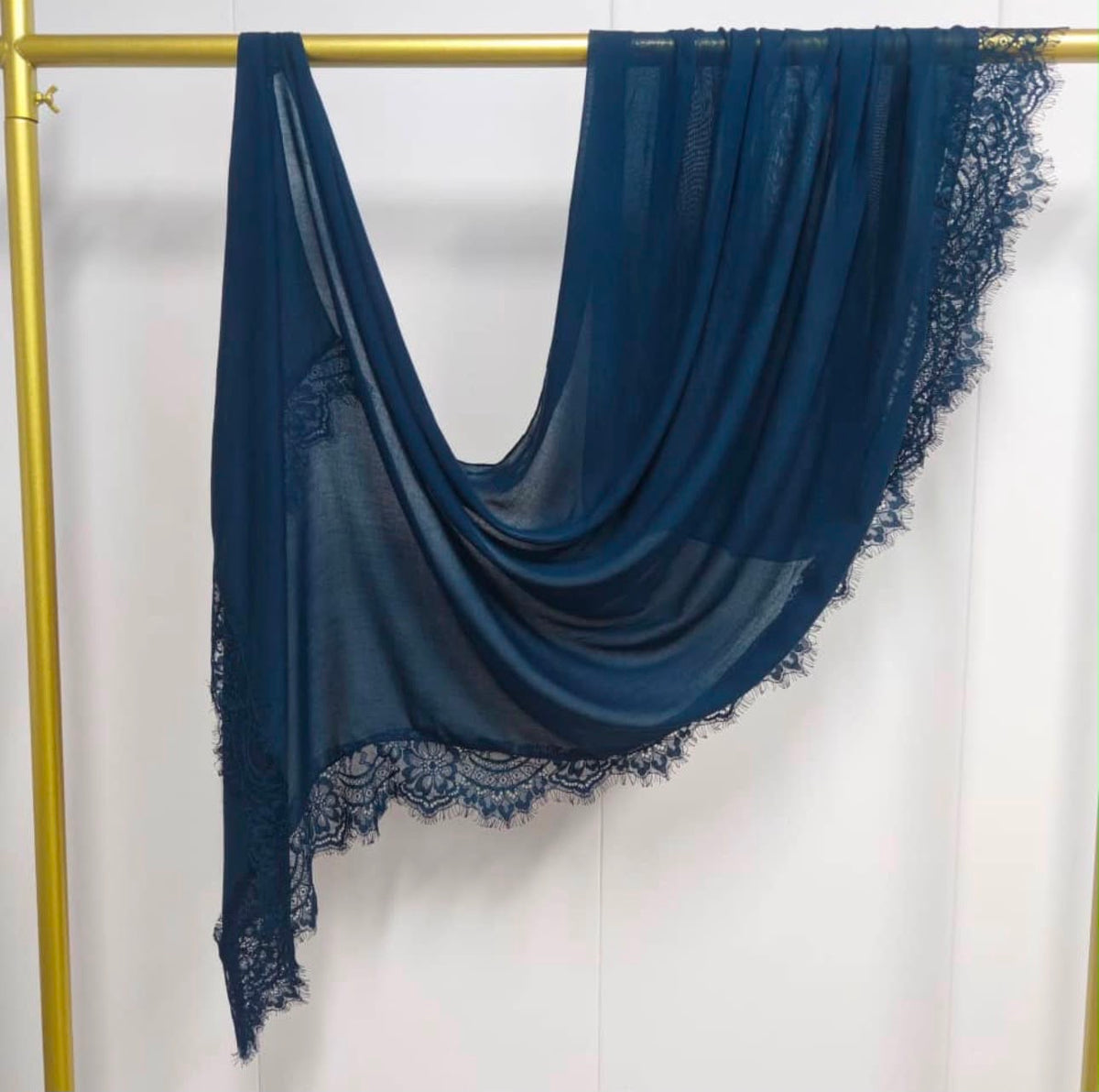 Lace Modal Hijab - Aqua Blue