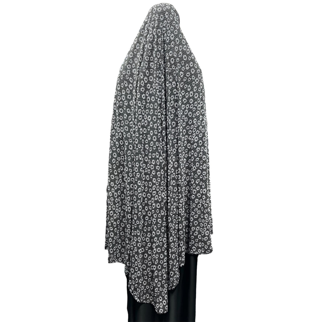 XXXL Women’s Printed Prayer Hijab - Black Sunflower