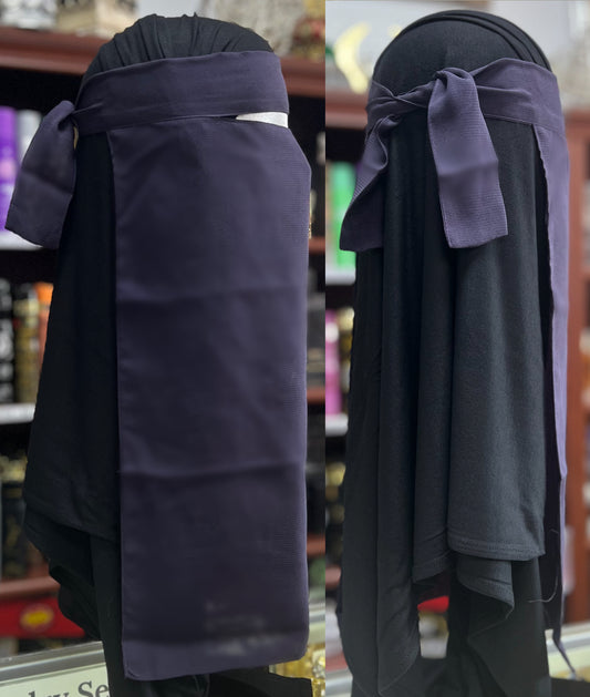 Single Layer FULL Tie Back Niqab - Deep Purple