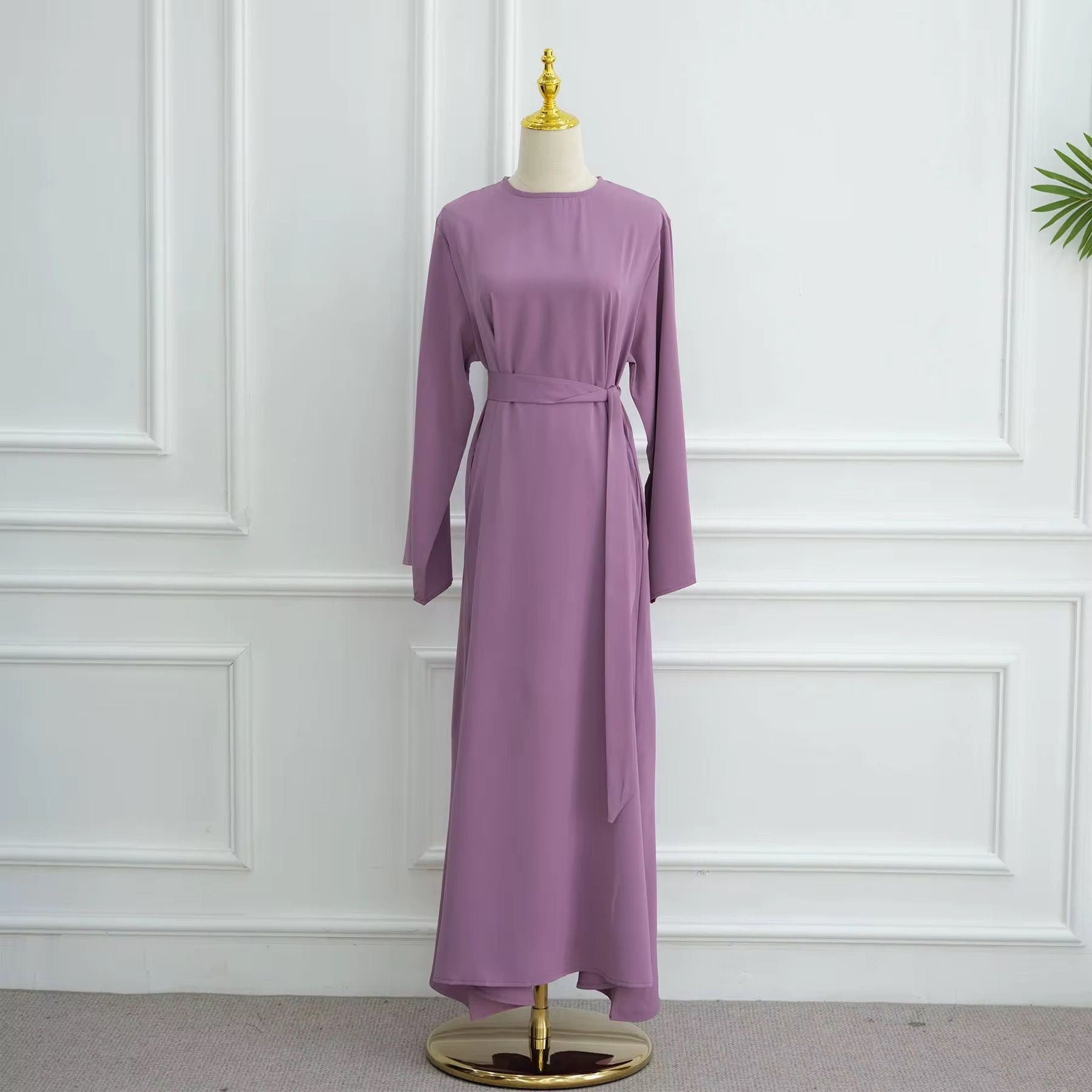 Women’s One Piece Casual Nida Abayas with Pockets + Belt