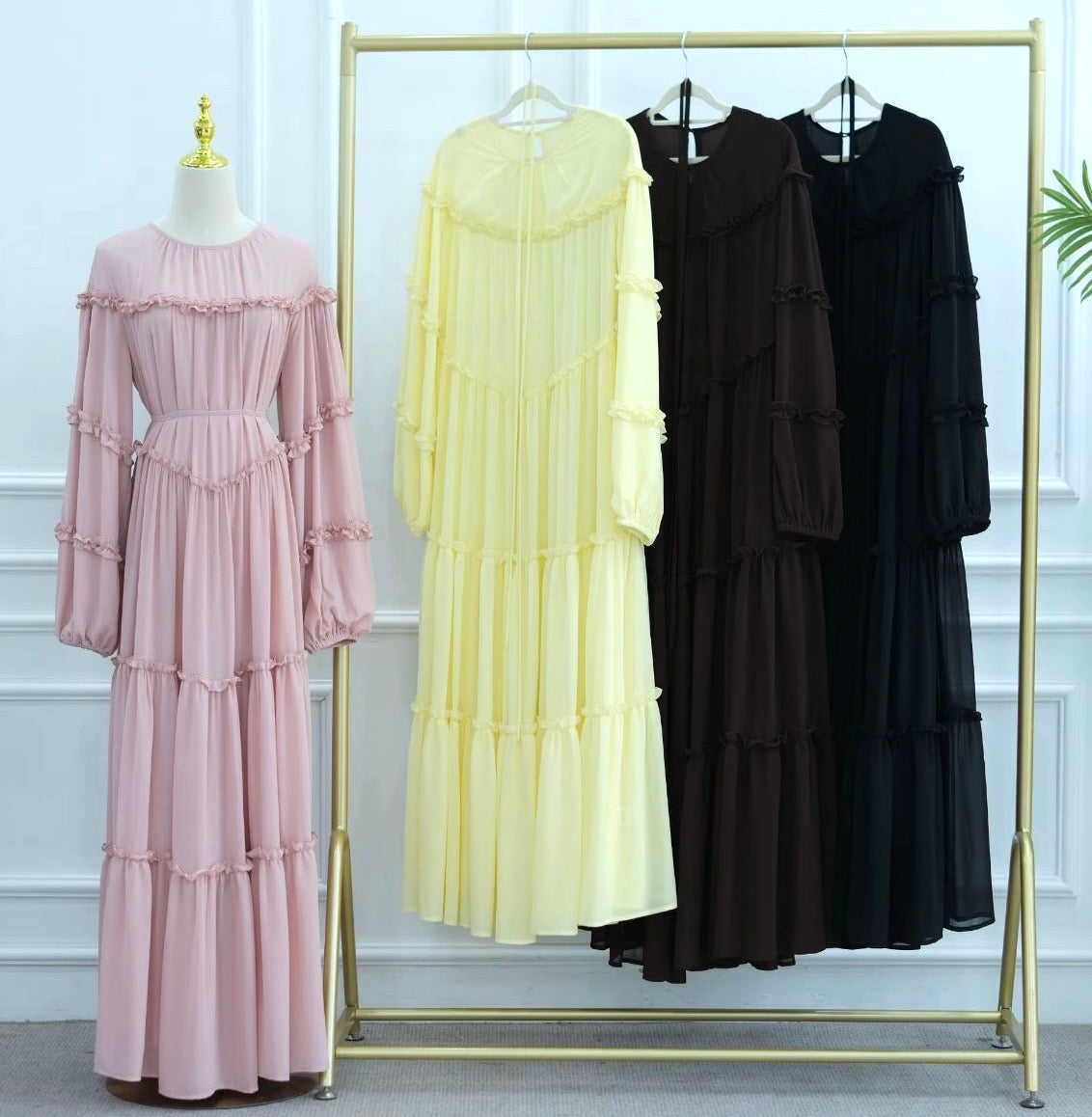 Women’s Fully Lined Chiffon Ruffle Dress