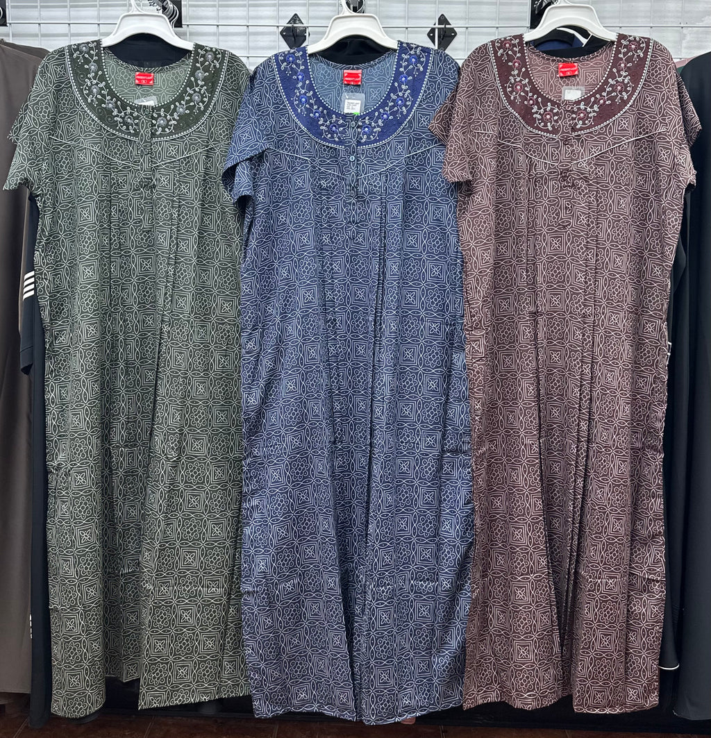 Cotton Blend Short Sleeve Maxi Nightgown