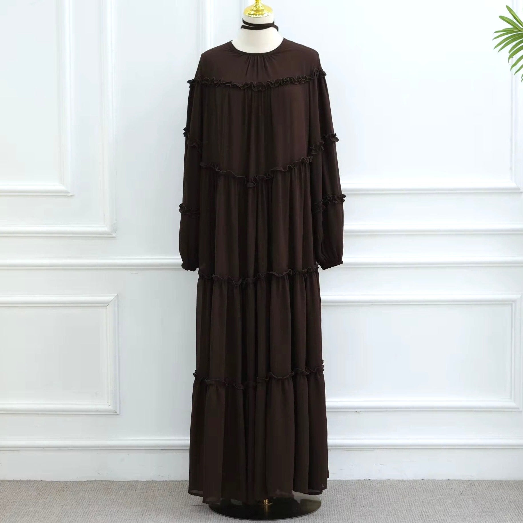Women’s Fully Lined Chiffon Ruffle Dress