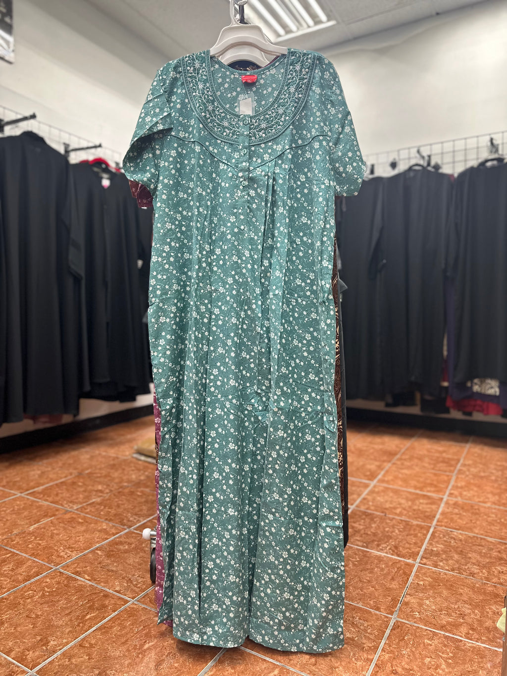 Cotton Blend Short Sleeve Maxi Nightgown