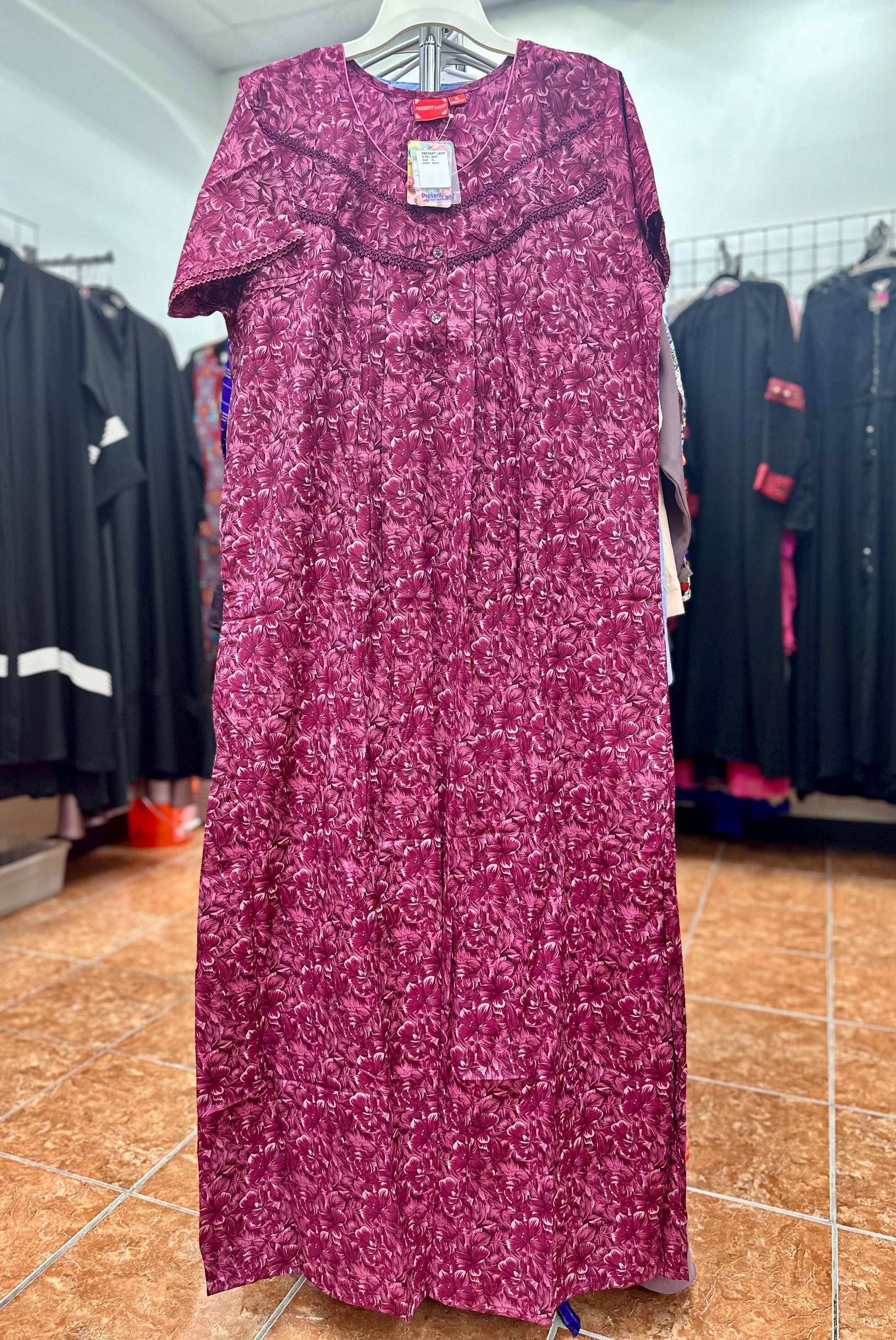 Cotton Blend Short Sleeve Maxi Nightgown