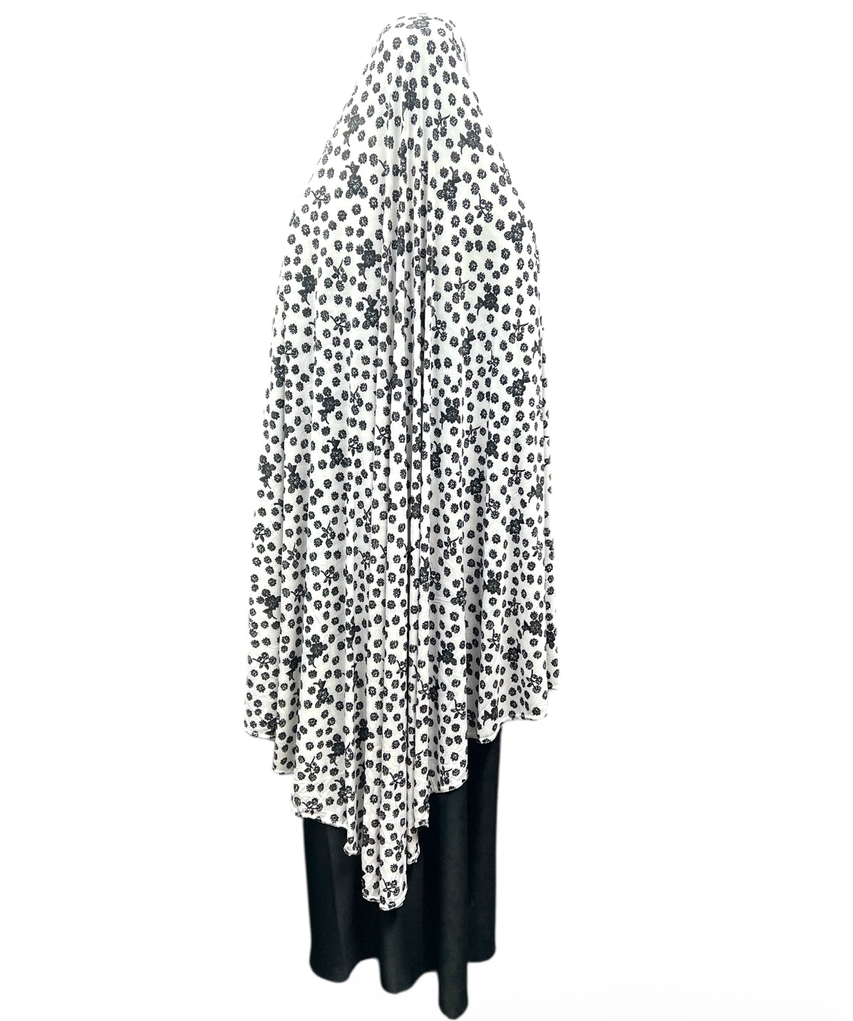 XXXL Women’s Printed Prayer Hijab - White Floral