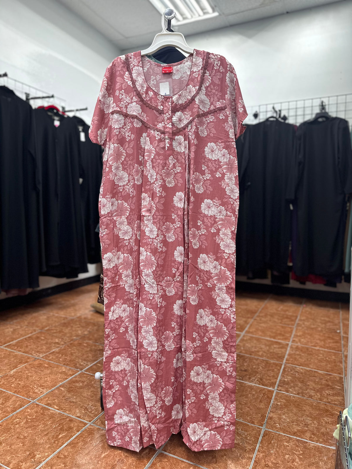 Cotton Blend Short Sleeve Maxi Nightgown
