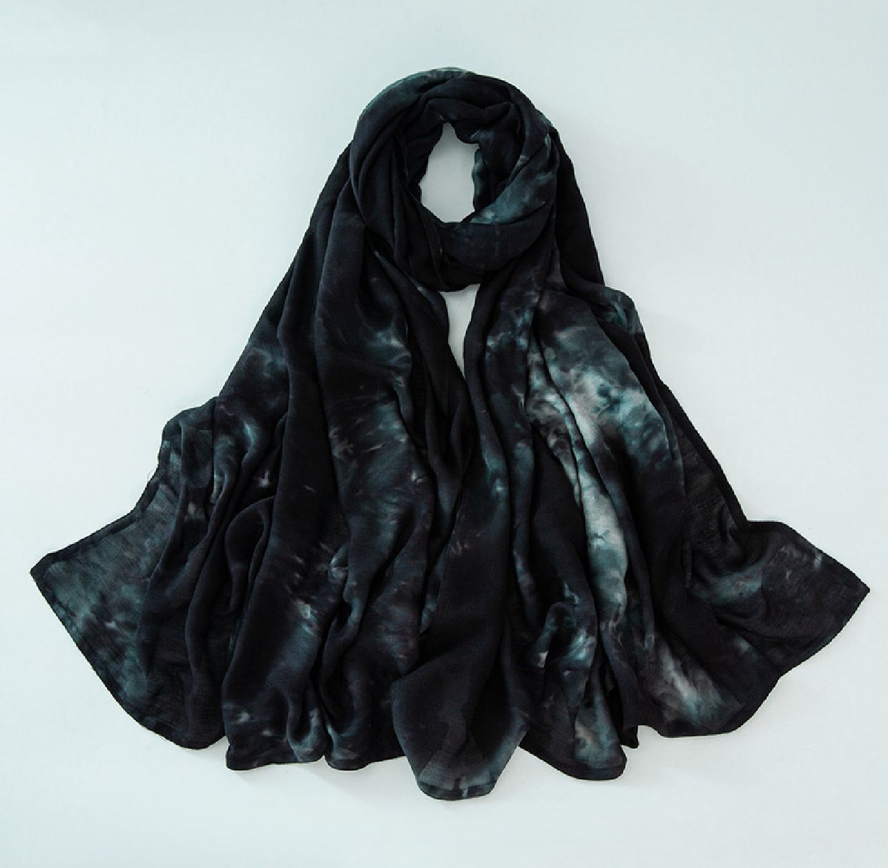 Tie Dye Printed Modal Hijab - Midnight Sea