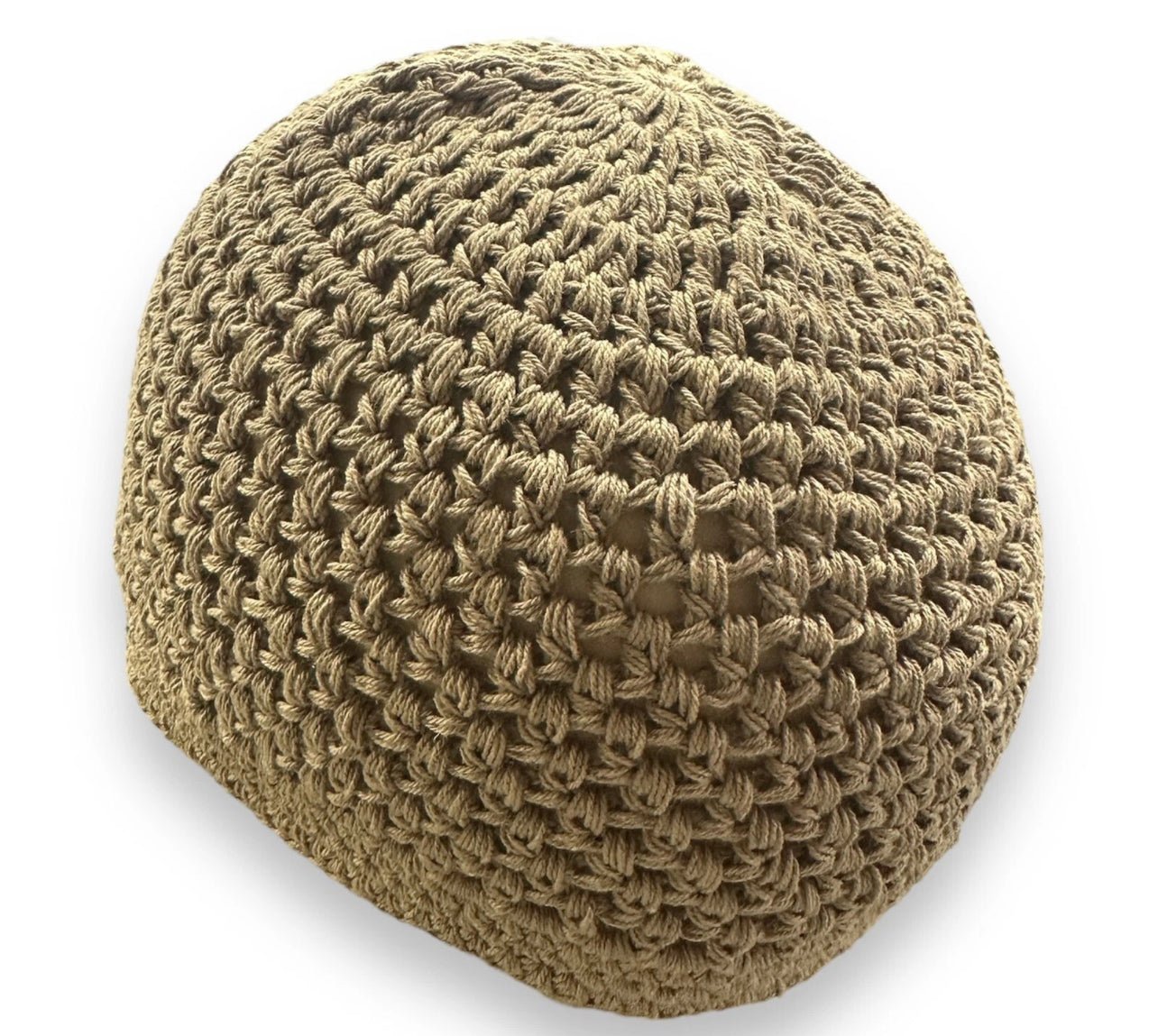 100% Cotton Crochet Stretchy Knitted Kufi  - Brown