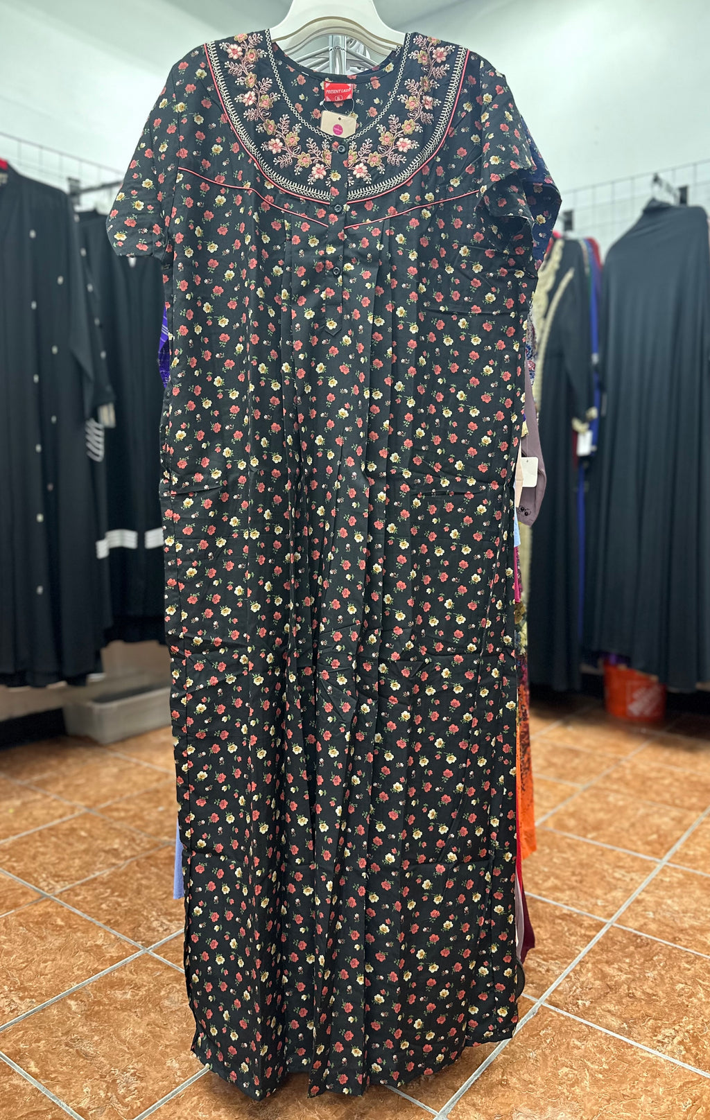 Cotton Blend Short Sleeve Maxi Nightgown