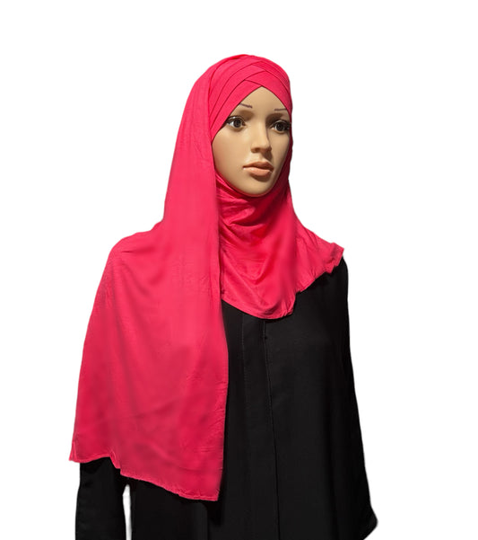 Criss Cross Jersey Hijab - Hot Pink