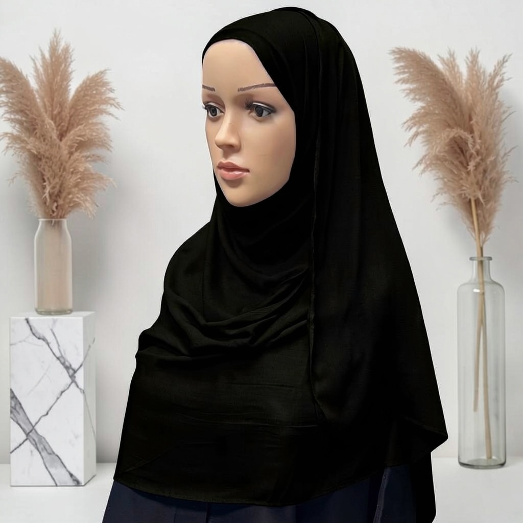 Black Standard Modal Hijab – Soft Non-Slip Muslim Hijab Scarf | All-Day Comfort