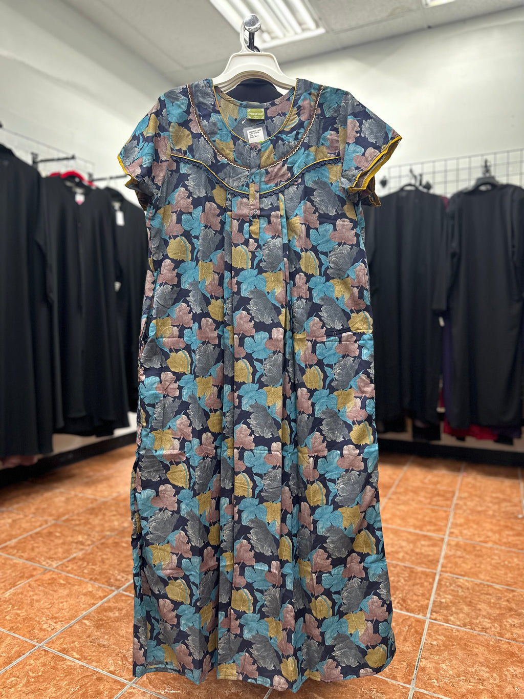 Cotton Blend Short Sleeve Maxi Nightgown