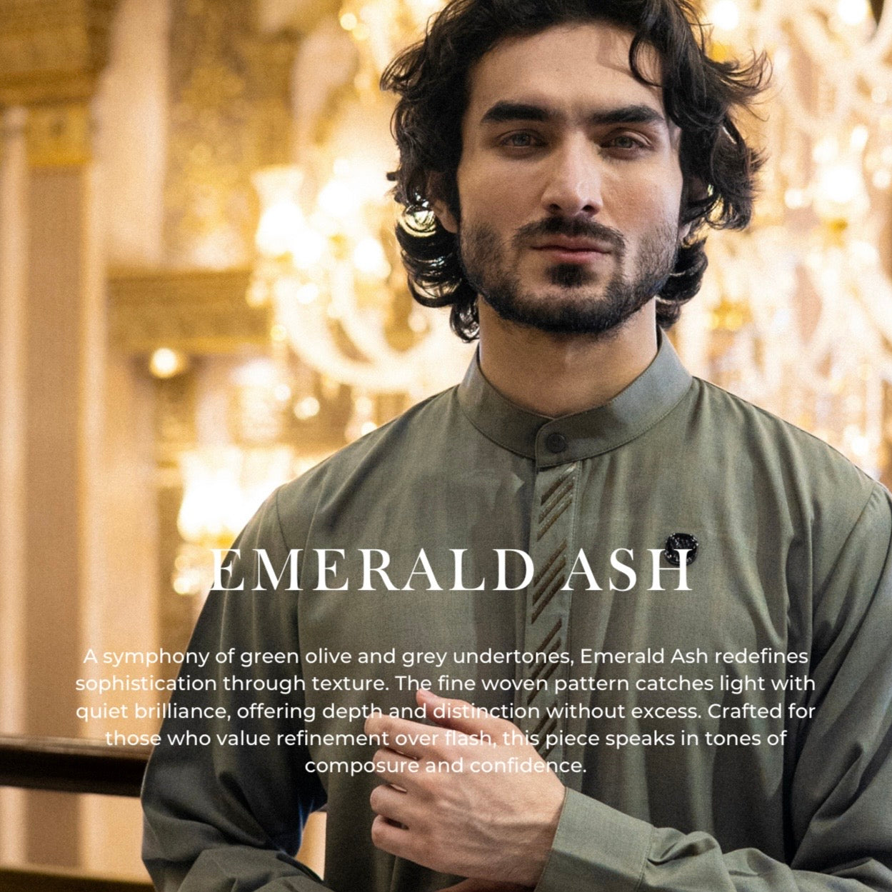 Mens Luxury Thobe LAWUNG - Emerald Ash