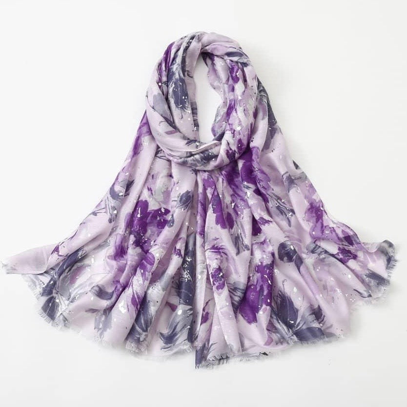 Printed Viscose Hijab - Purple