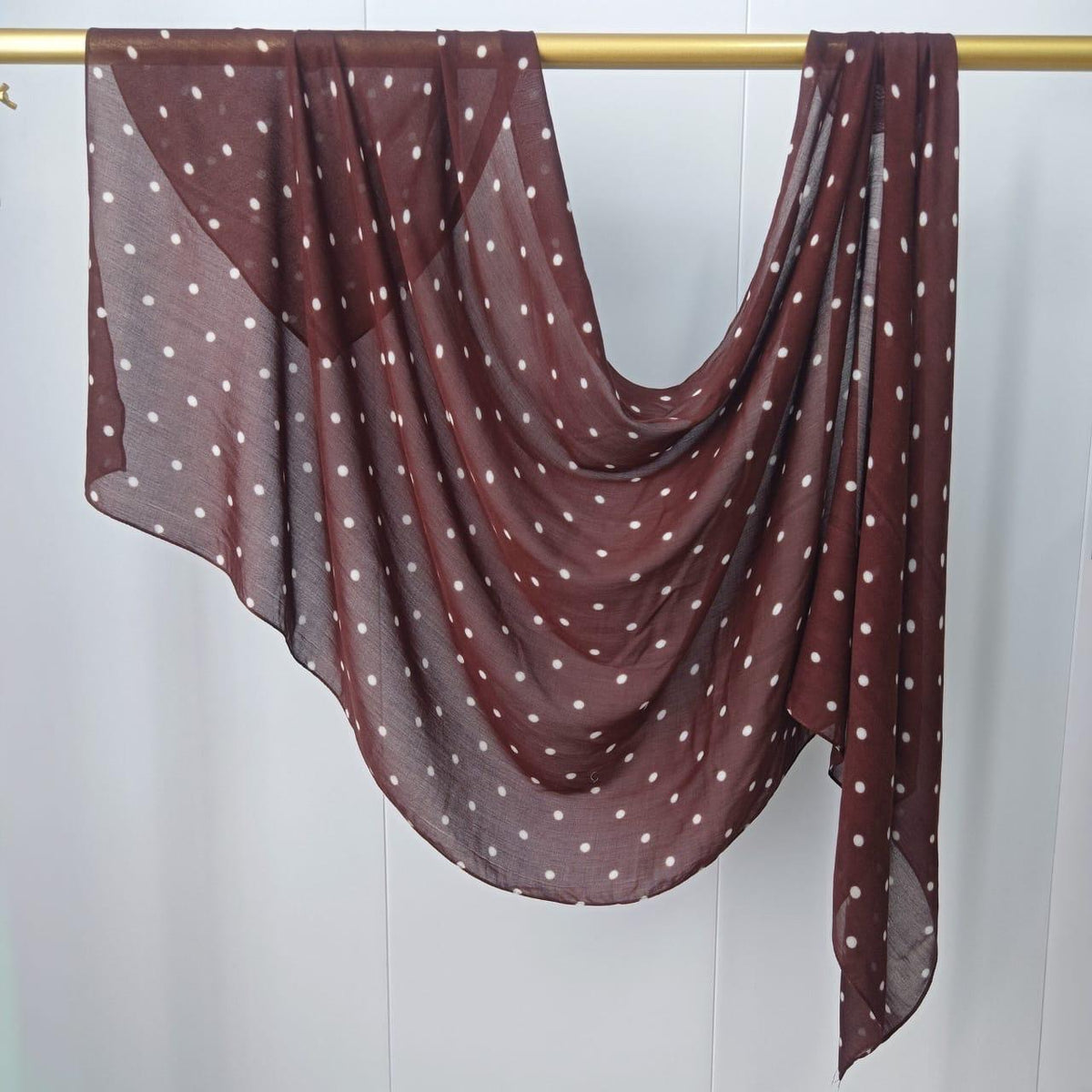 Printed Modal Hijab – Burgundy Polka Dots | Premium Modal | Soft Non-Slip Modest Hijab