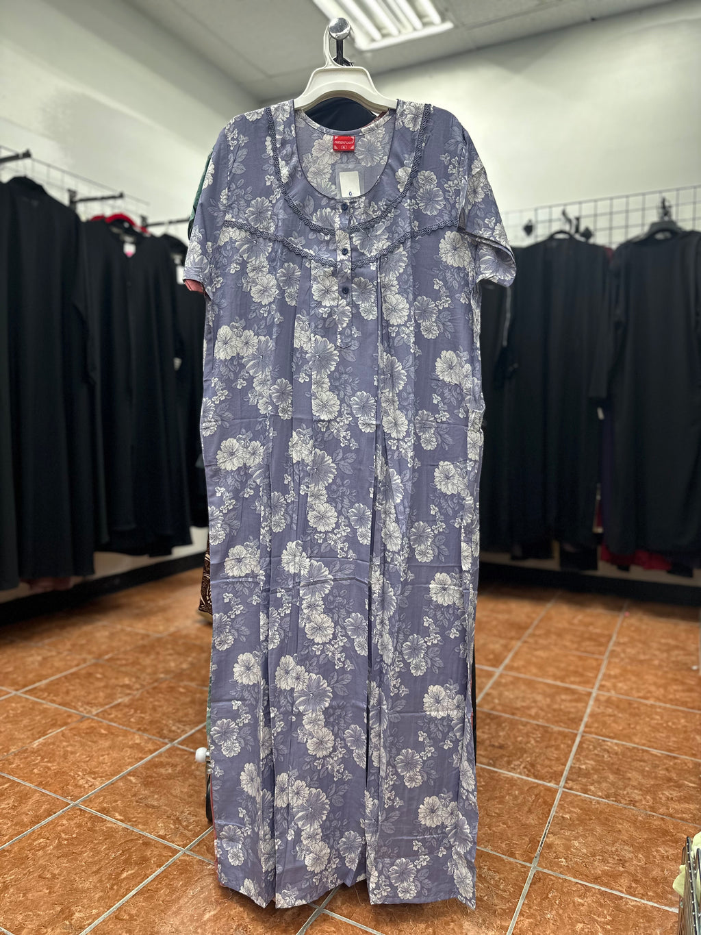 Cotton Blend Short Sleeve Maxi Nightgown
