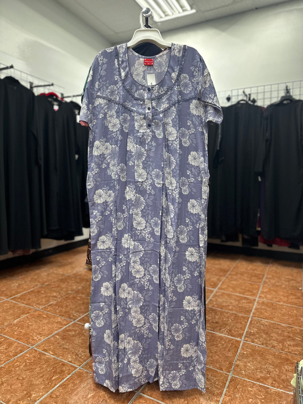 Cotton Blend Short Sleeve Maxi Nightgown