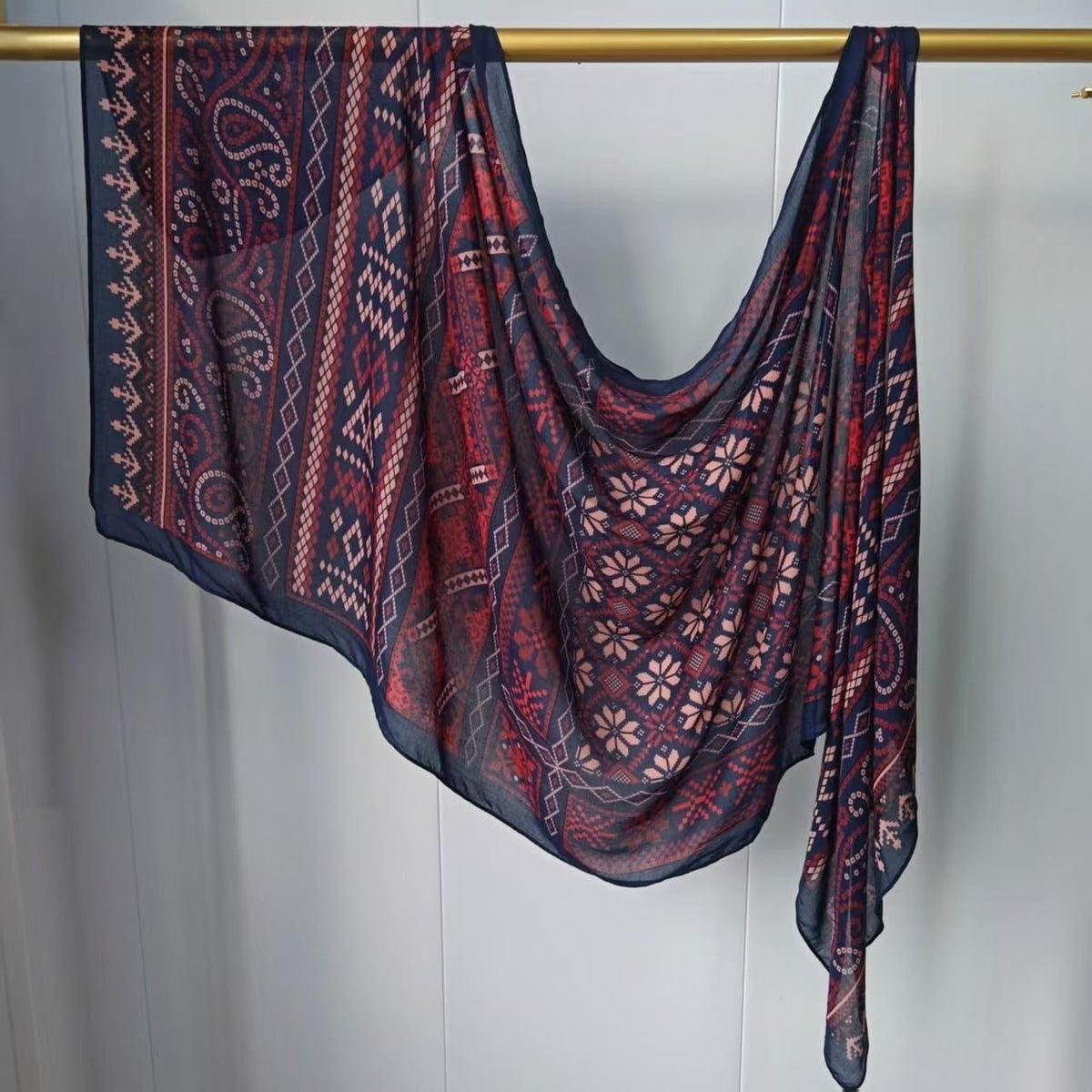 Printed Modal Hijab – Snowflake | Premium Modal | Soft Non-Slip Modest Hijab