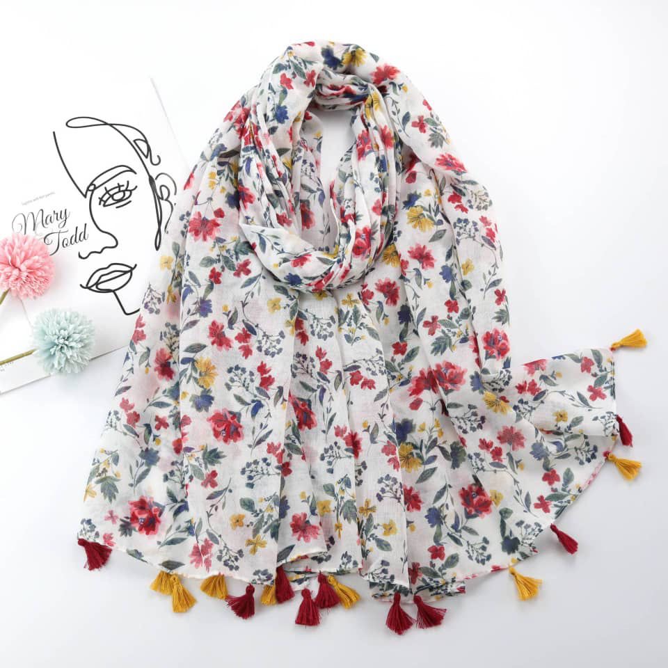 Printed Viscose Hijab - Gardenia