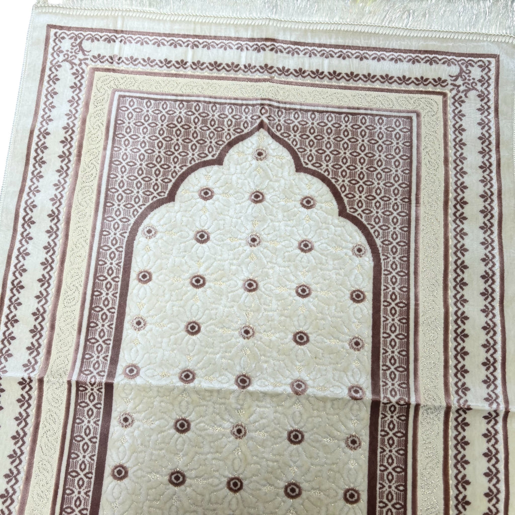 Luxury Pink Islamic Prayer Rug | Soft Velvet Janamaz