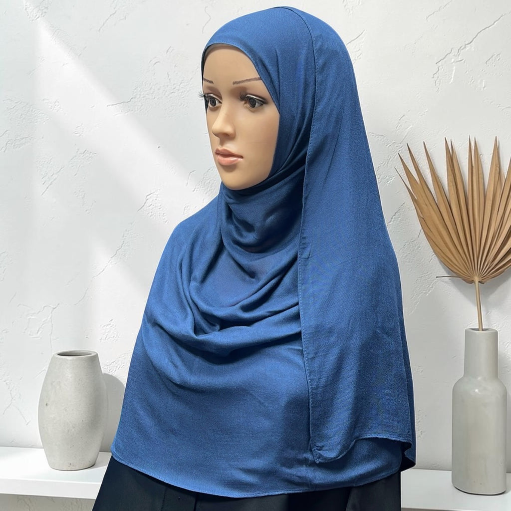 Ocean Blue Standard Modal Hijab – Soft Non-Slip Muslim Hijab Scarf | All-Day Comfort