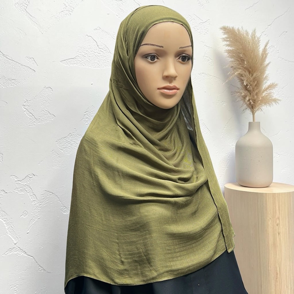 Olive Green Standard Modal Hijab – Soft Non-Slip Muslim Hijab Scarf | All-Day Comfort