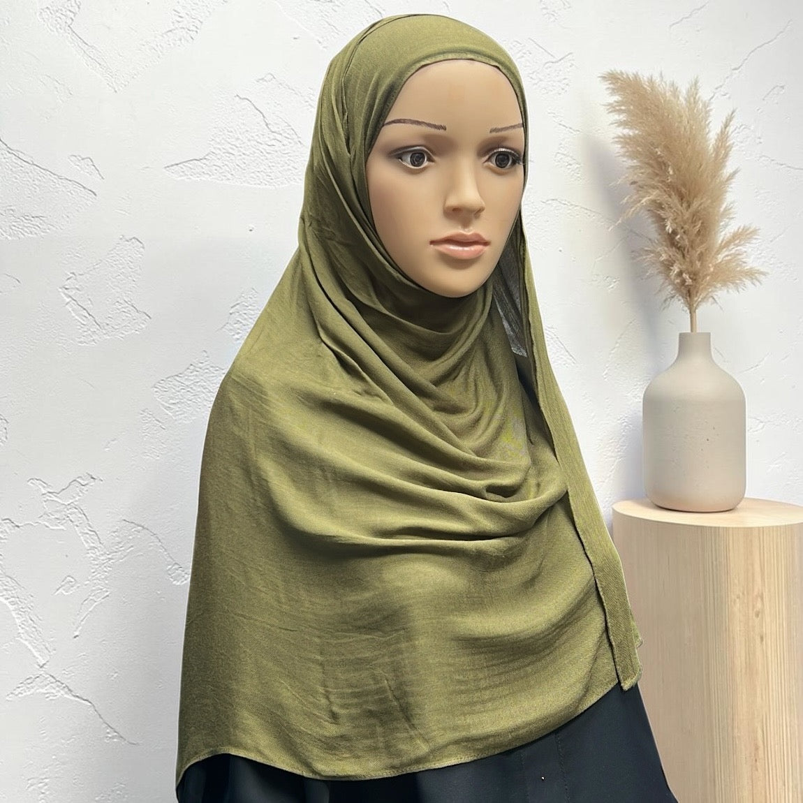 Olive Green Standard Modal Hijab – Soft Non-Slip Muslim Hijab Scarf | All-Day Comfort