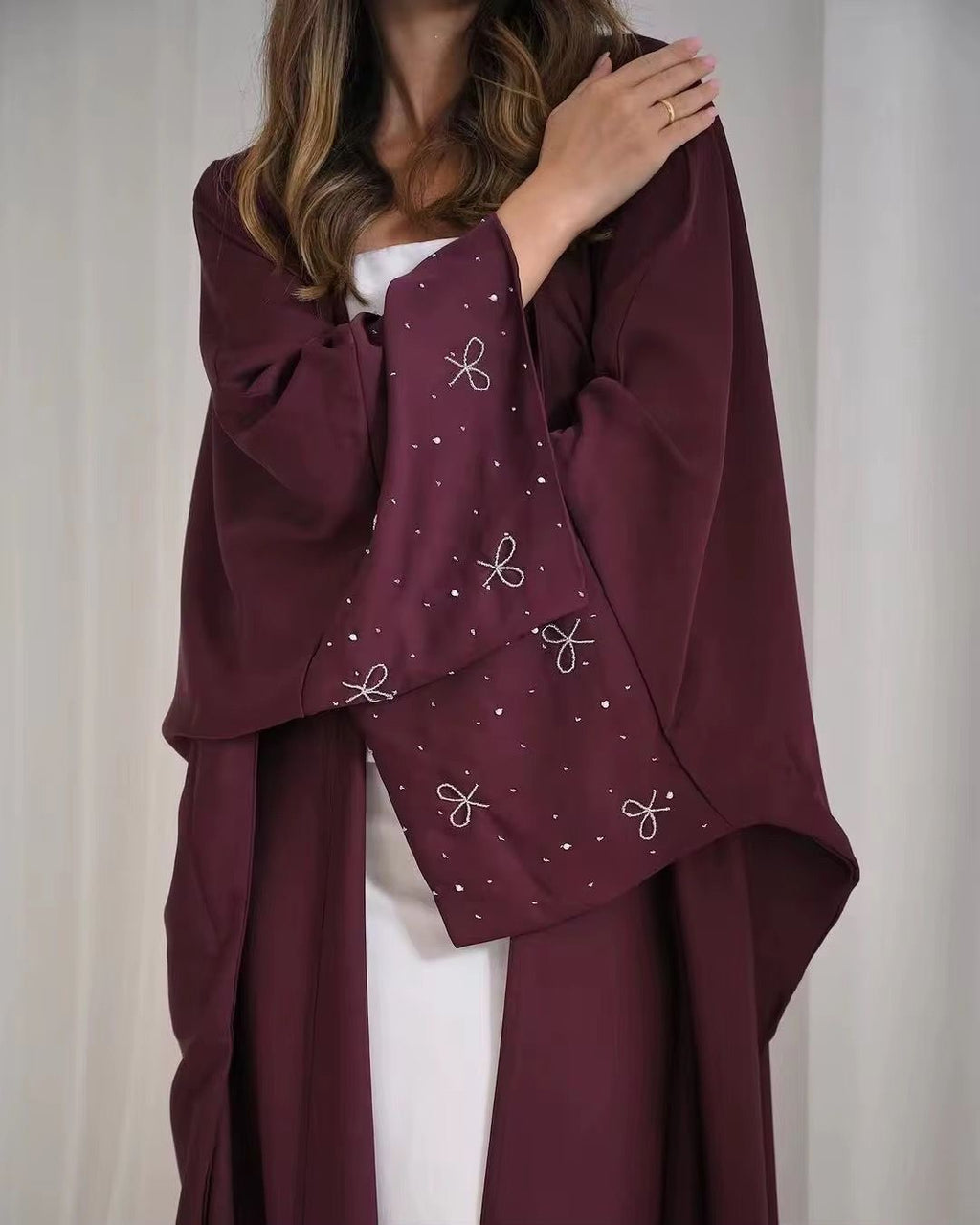 Women’s Bow Design Butterfly Open Abaya - 4 colors