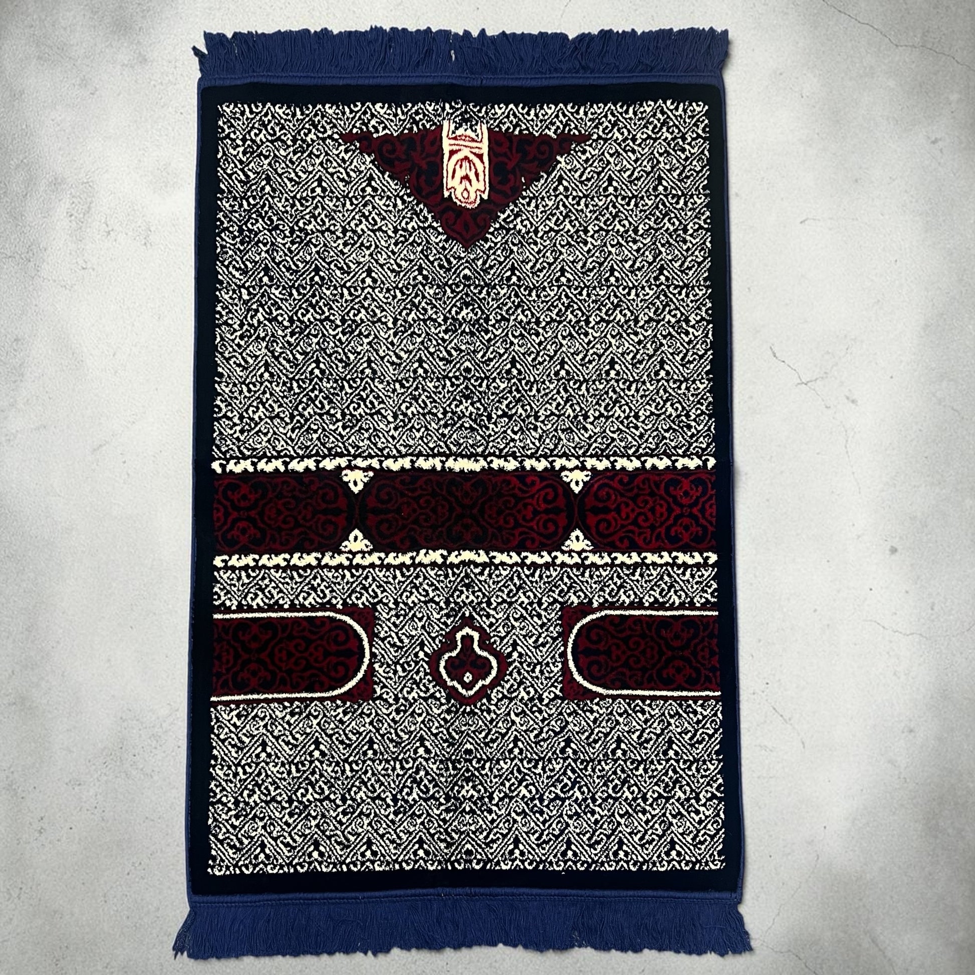 Elise Single Person Prayer Rug - Navy Blue | Soft Luxurious Janamaz