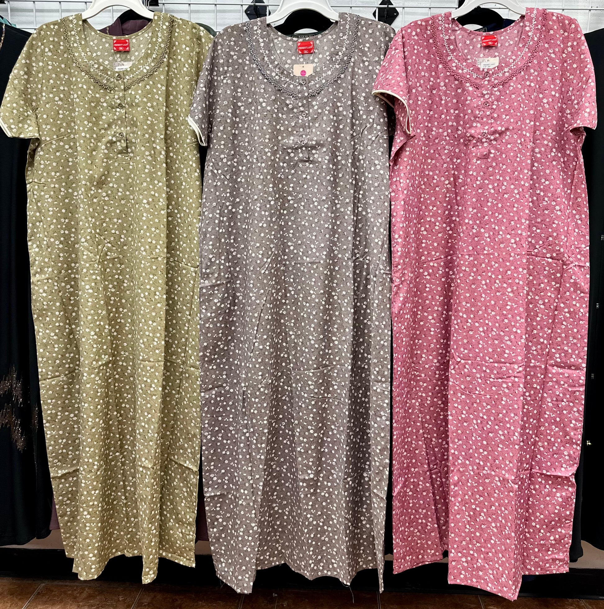 Cotton Blend Short Sleeve Maxi Nightgown