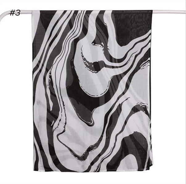Printed Modal Hijab - Black Abstract