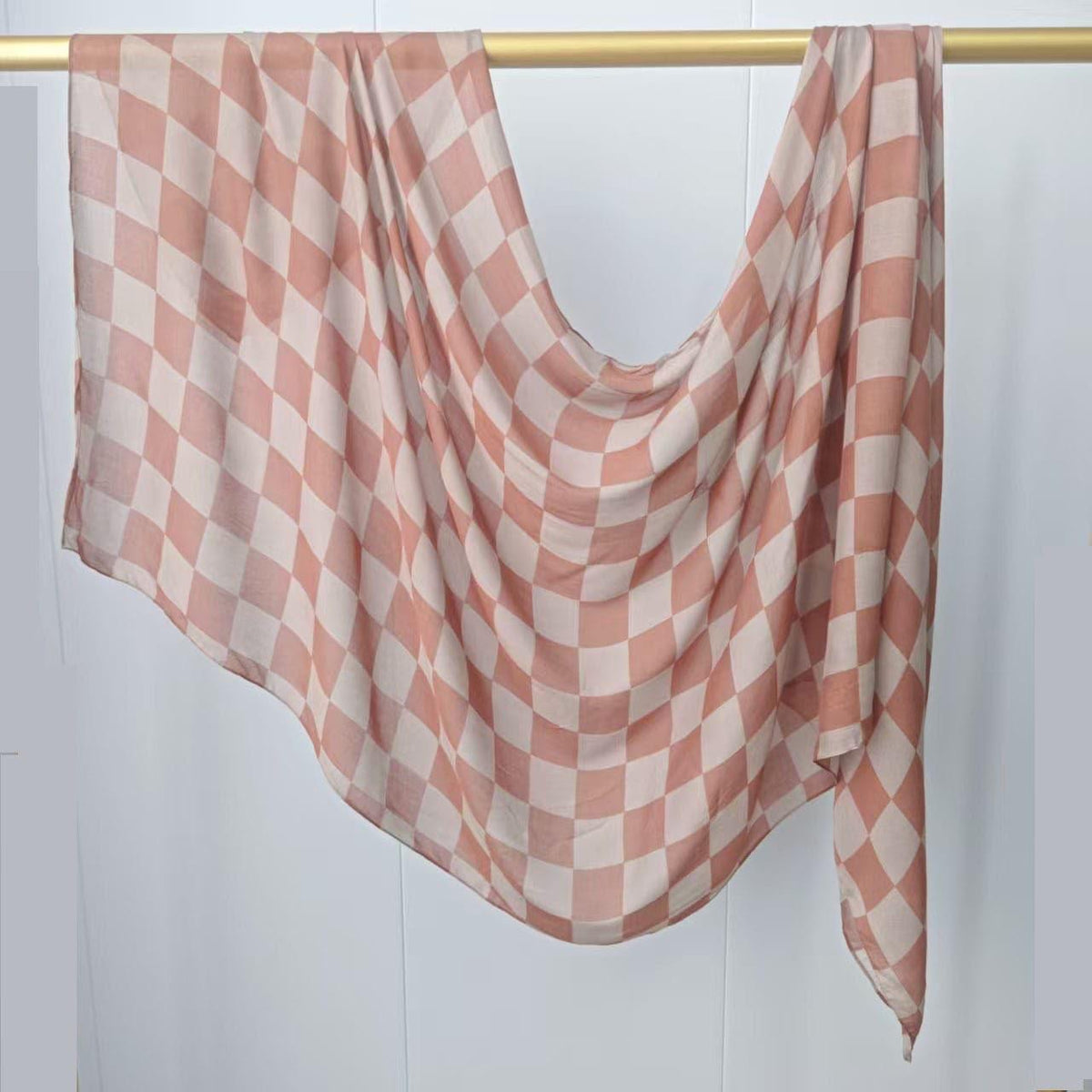 Printed Modal Hijab – Pink Checkers | Premium Modal | Soft Non-Slip Modest Hijab