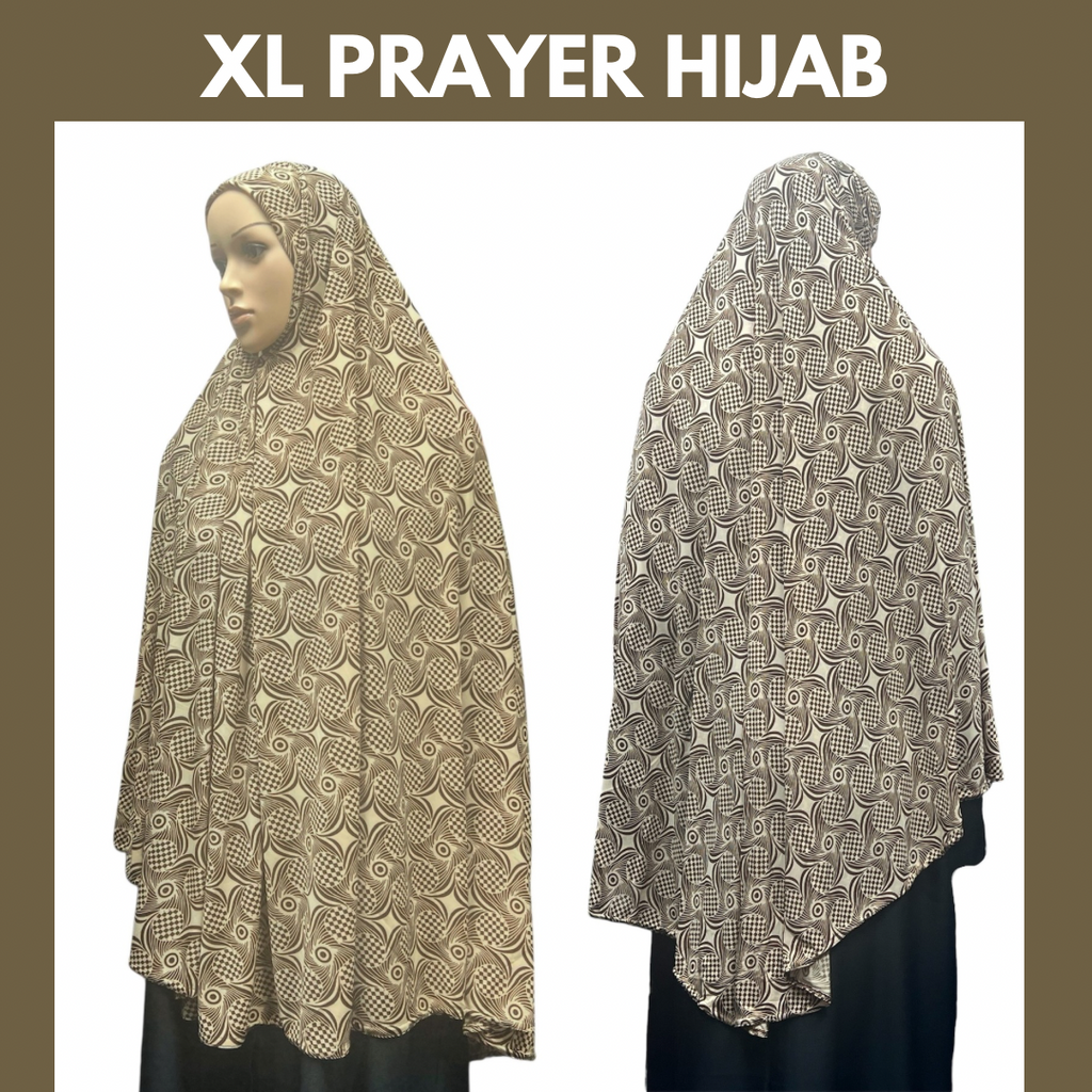XL Women’s Printed Prayer Hijab - Tan Swirls