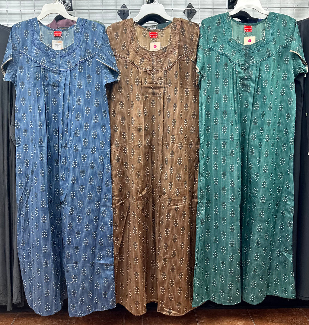 Cotton Blend Short Sleeve Maxi Nightgown