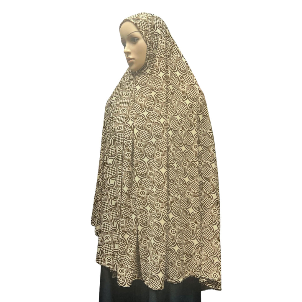 XL Women’s Printed Prayer Hijab - Tan Swirls