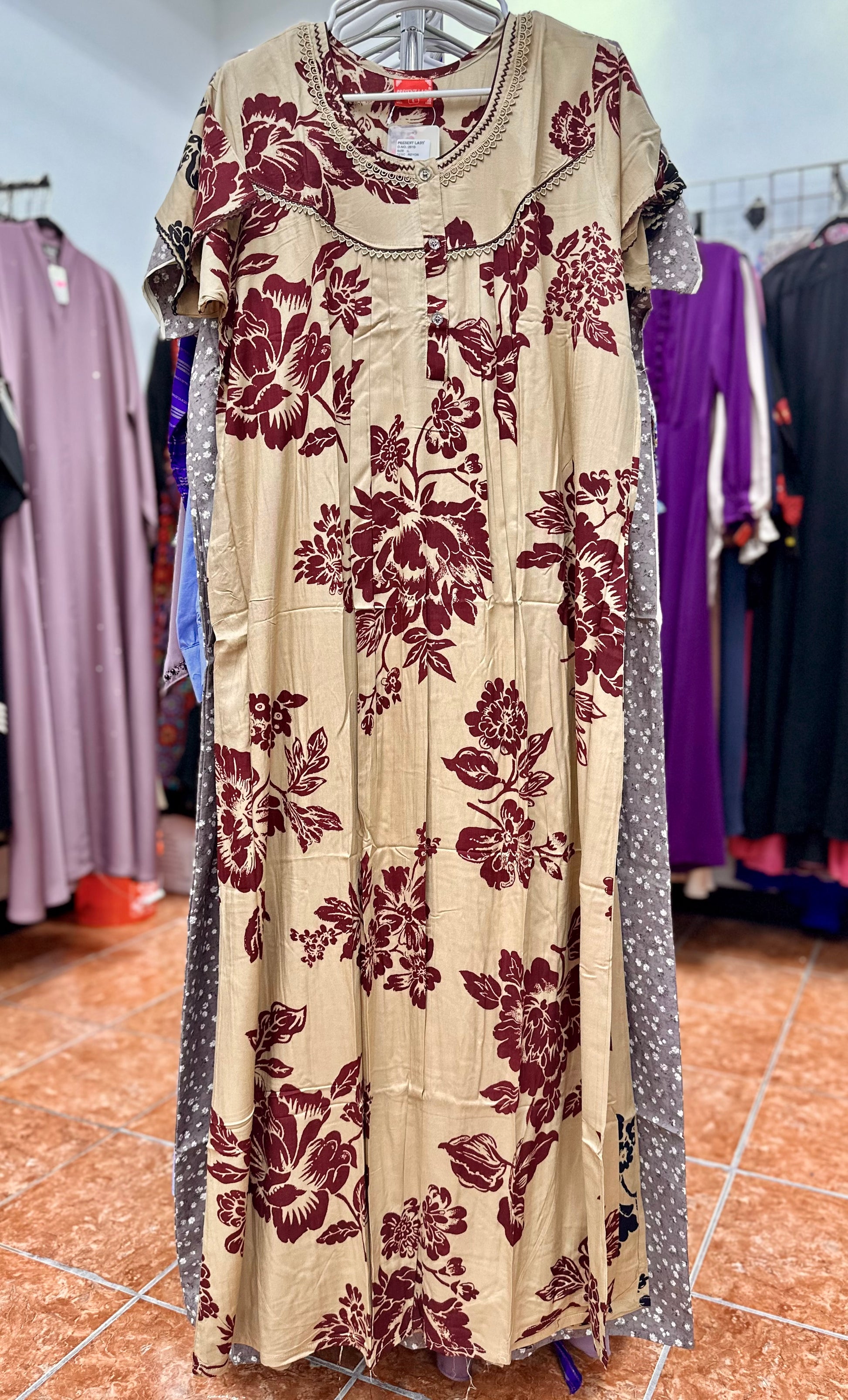 Rayon Short Sleeve Maxi Nightgown