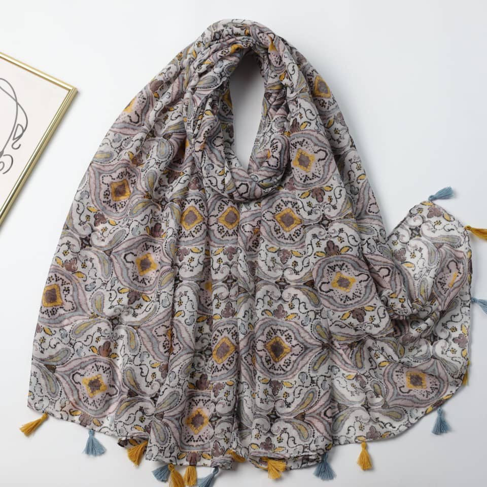 Printed Viscose Hijab - Wood