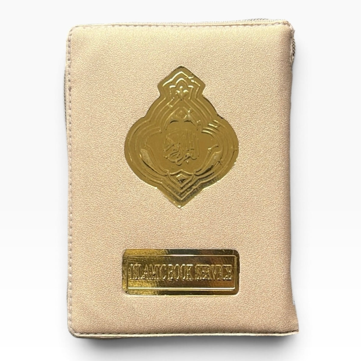 Small Leather Zipper Quran Gold Cover – IndoPak Script 13 Line | 6"x4" Travel Size