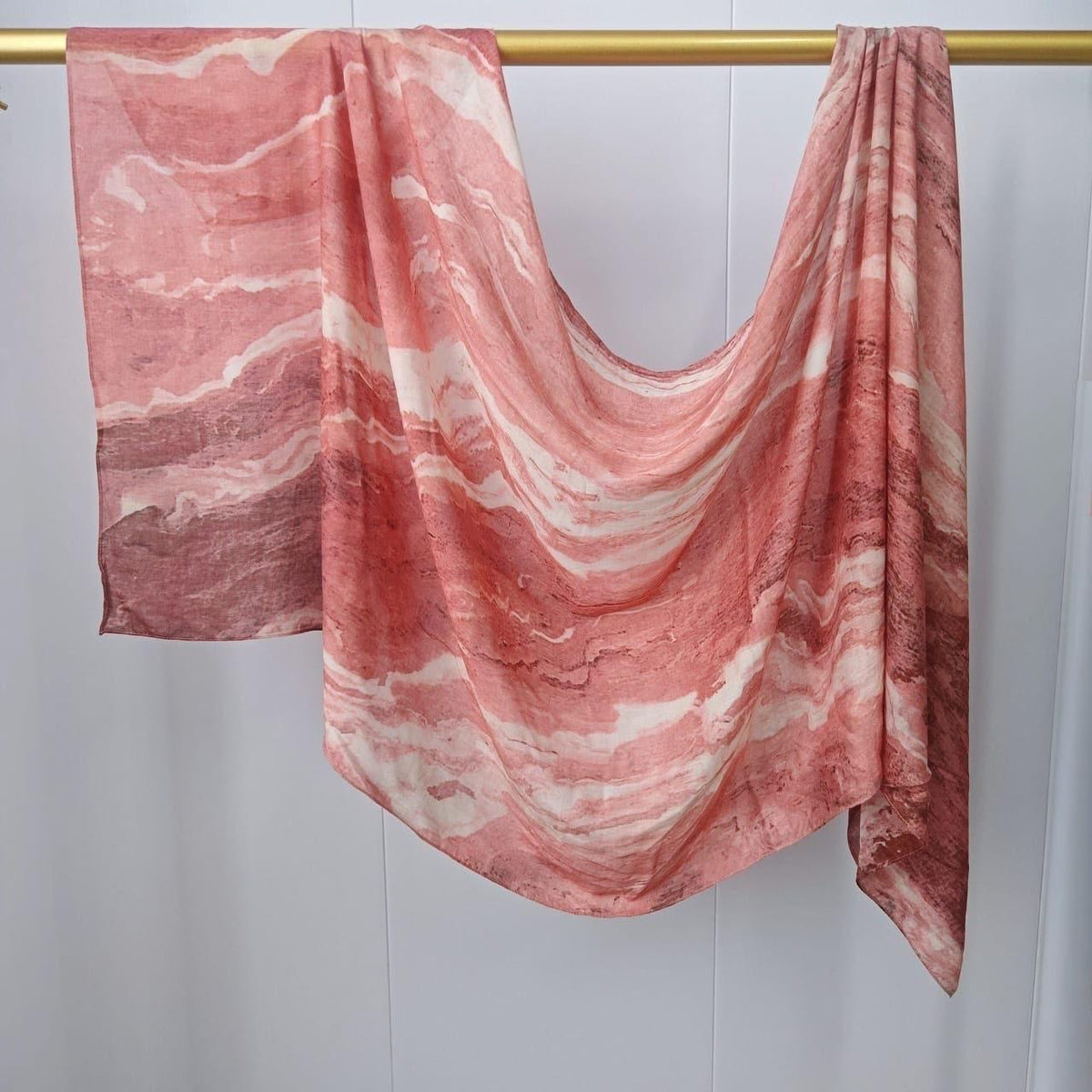 Printed Modal Hijab –  Pink Marble | Premium Modal | Soft Non-Slip Modest Hijab