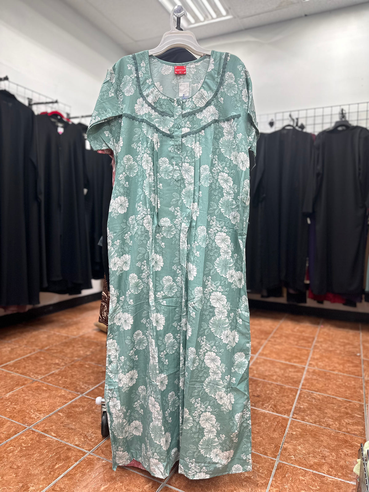 Cotton Blend Short Sleeve Maxi Nightgown